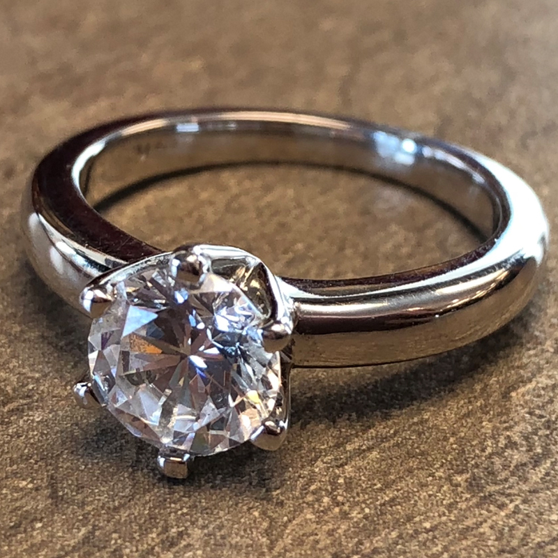 14K White Gold 6 Prong Solitaire Engagement Ring